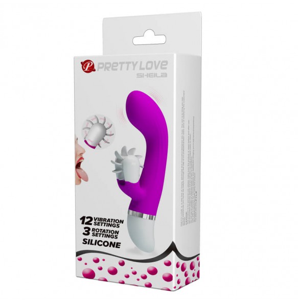PRETTY LOVE - Flywheel Tongue Clitoral Vibrator Wand Masturbator (Battery - Purple)